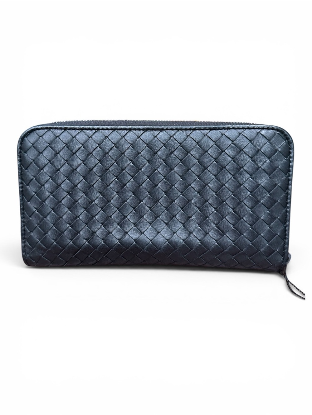 Bottega Veneta Intrecciato Black Leather Zip Around Organizer Wallet COA